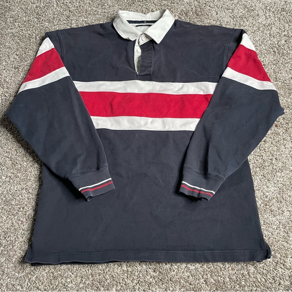 Blue Harbor Mark Spencer Rugby Shirt Mens Small Blue Polo Collared Preppy